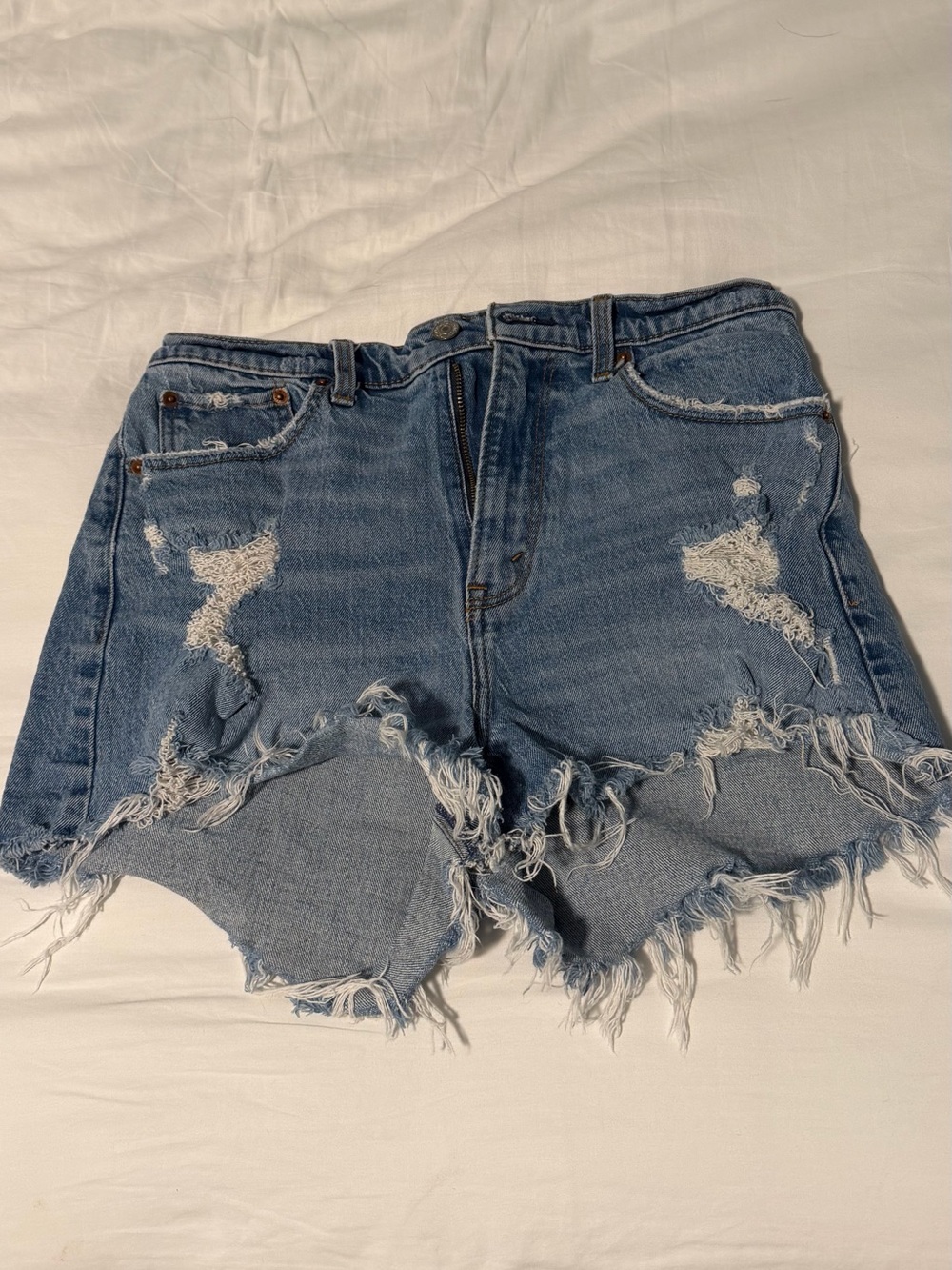 Abercrombie & Fitch Light Blue High-Rise Mom Shorts